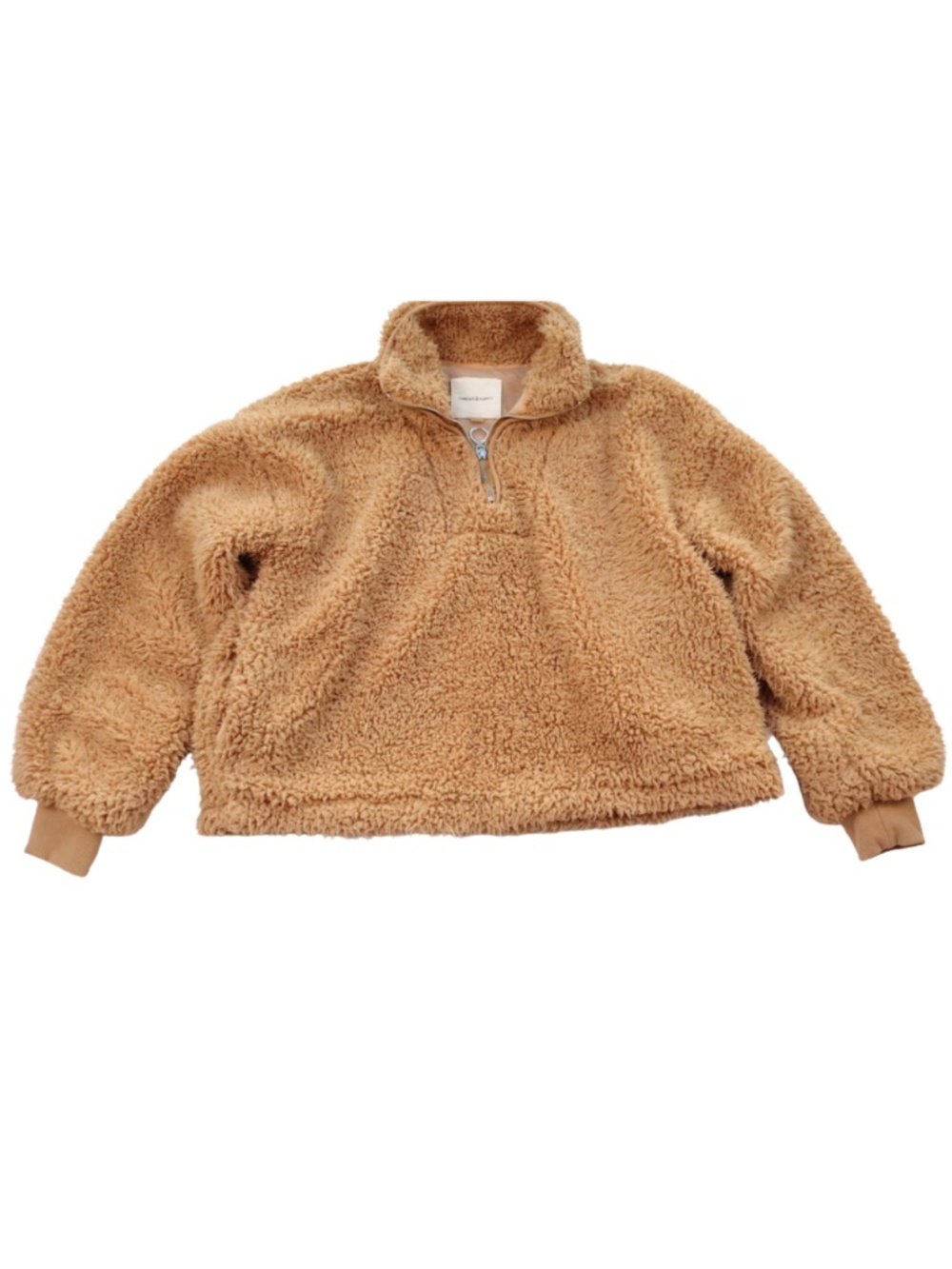 Thread & Supply Sherpa Quarter Zip Pullover XS Camel Teddy Fleece Cozy